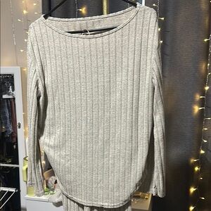 No.237 Tan Ribbed Long Sleeve w/ matching Pants